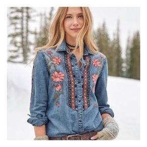 DRIFTWOOD SANDY DENIM EMBROIDERED SHIRT